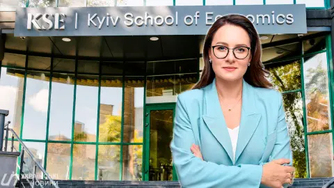 Юлия Свириденко на фоне КШЭ. коллаж: Українські Новини