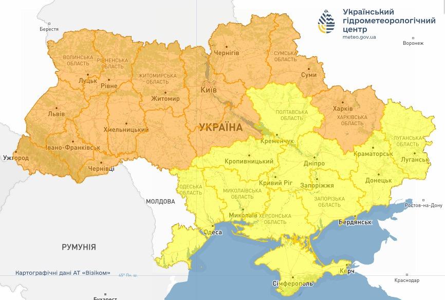 Заморозки в Украине. Карта: Укргидрометцентр