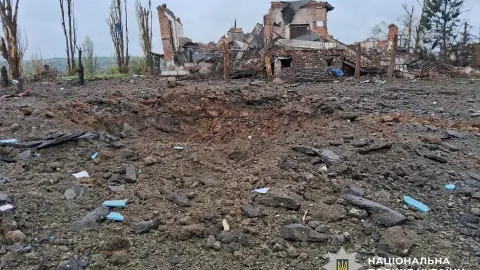 Последствия обстрелов в Донецкой области. Фото: Нацполиция
