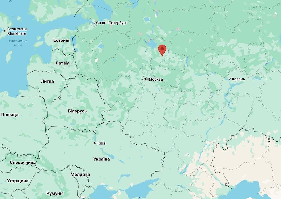 Українські БПЛА атакували НПЗ в російському Ярославлі. Фото: скріншот мапи сервісу Google Maps.