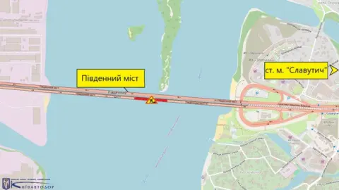 Движение по Южному мосту в Киеве частично ограничат на трое суток из-за ремонта