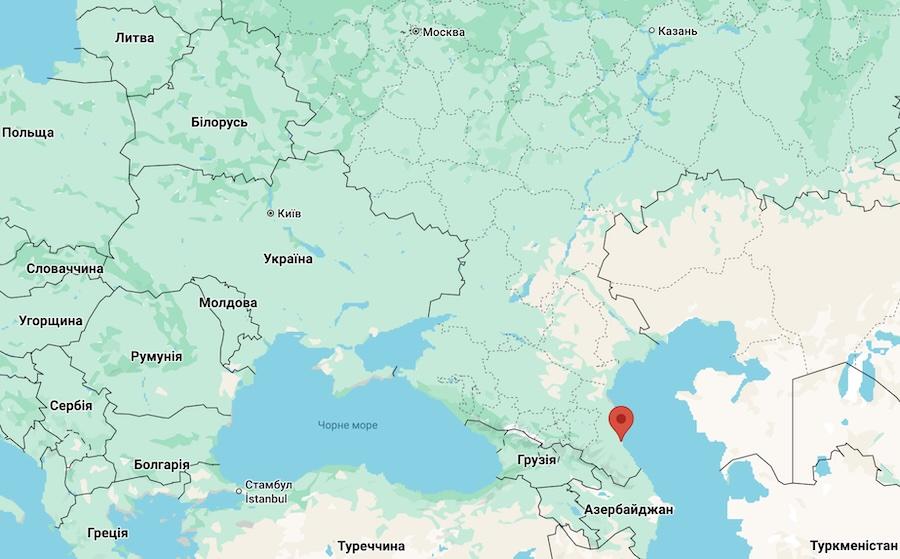 Каспійськ на мапі сервісу Google Maps. Фото: скріншот.
