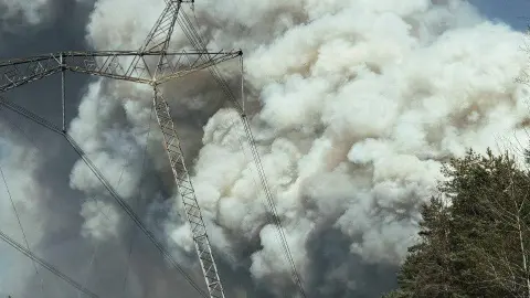 Fire in Chornobyl zone. Photo: State Emergency Service of the Kyiv Region