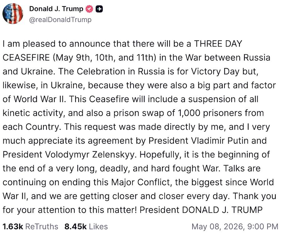Пост Дональда Трампа. Фото: скріншот.