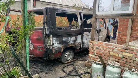 Последствия обстрелов в Донецкой области. Фото: Нацполиция