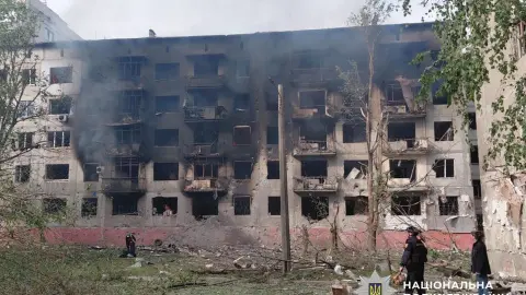 Последствия обстрелов в Донецкой области. Фото: Нацполиция