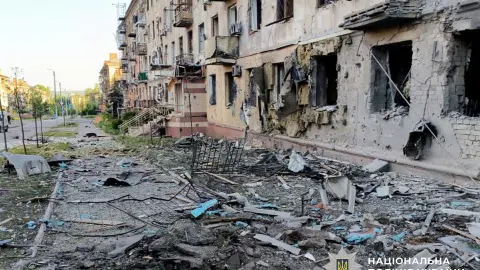 Последствия обстрелов в Донецкой области. Фото: Нацполиция