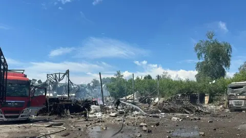 Последствия ракетного удара. Дергачи. Фото: Харьковская ОГА