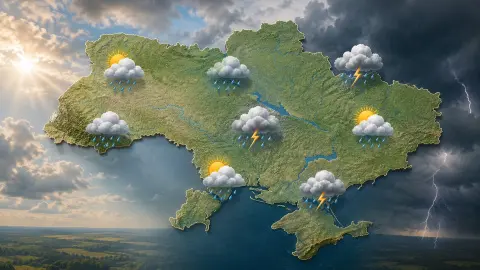 Прогноз погоды. Визуализация создана с использованием элементов ИИ.