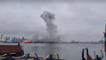 The site of the explosion in the port. Screenshot of the video