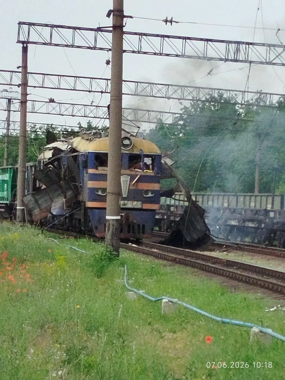 Attack on an electric locomotive. Photo: Ministry of Development