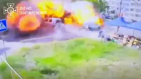 Момент удару дрона. Кадр відео