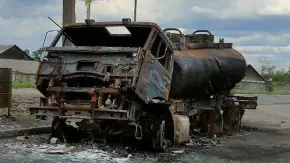 Бензовоз росіян, знищенний українським дроном (архівне зображення). Фото: t.me/exilenova_plus.