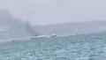Один із поромів, пошкоджених внаслідок атаки БПЛА. Фото: скріншот відео.