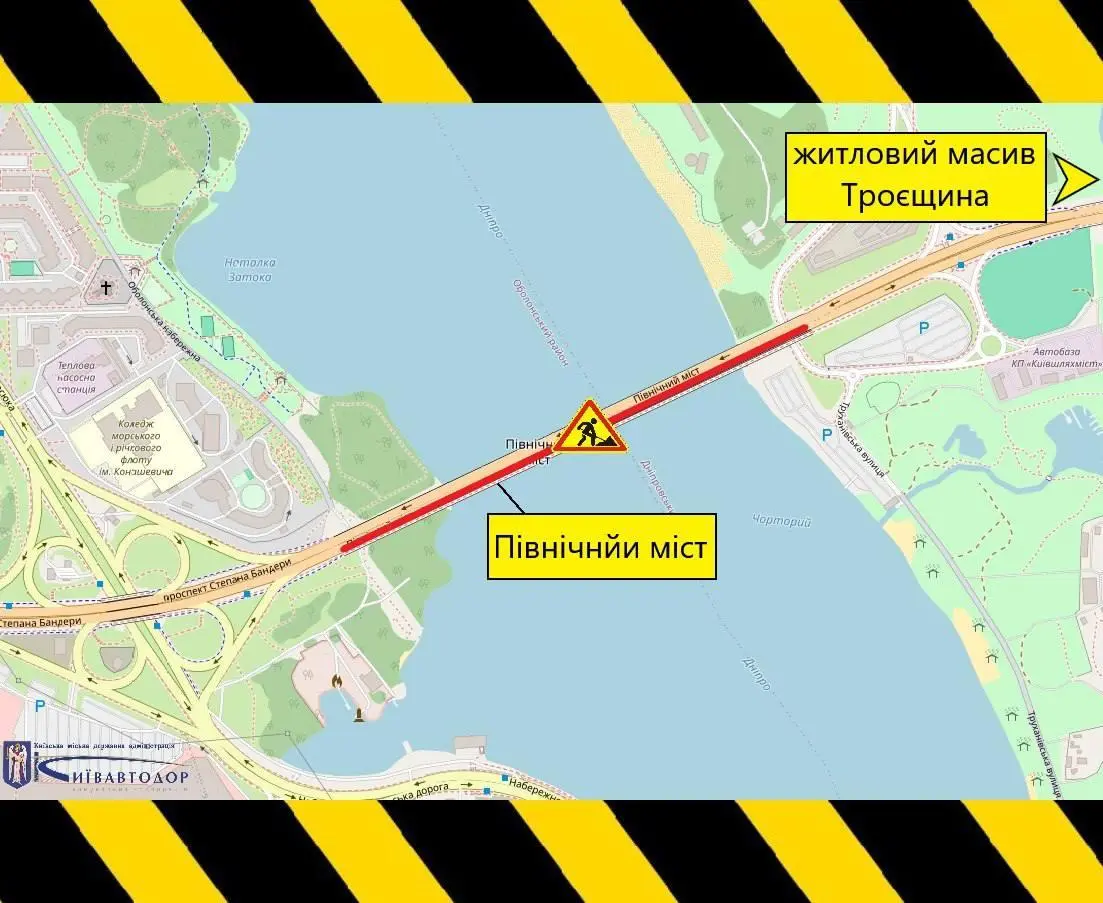Північний міст. Мапа: КМДА