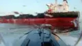 Дрон Sea Baby уражає танкер "тіньового флота" під Ялтою. Фото: скріншот відео.