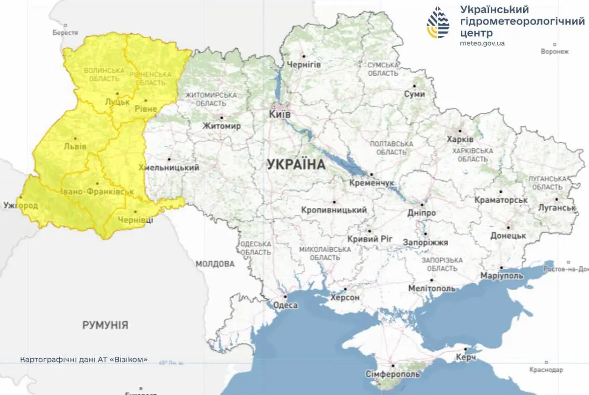 Штормове попередження 18 липня. Мапа: Укргідрометцентр