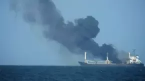 The MV Golden Leo after being struck by the occupiers. Photo: Odesa Regional Military Administration.