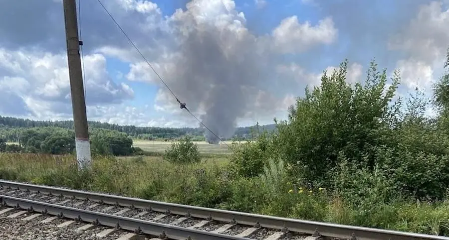 Пожежа на місці падіння літака в Московській області. Фото: t.me/zvenigorod8.