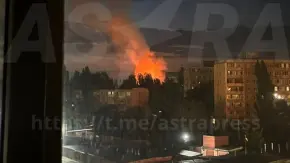 A military base is on fire in Engels on July 25. Photo: Telegram/Astrapress.
