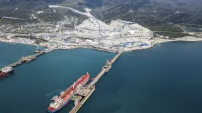 Sheshkharis, russia's largest oil terminal on the Black Sea, in Novorossiysk. Photo: Vitaly Timkiv/Sputnik.