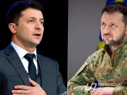 Володимир Зеленський у 2019 та 2024 рр. Колаж: УН