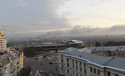 Пожар на промзоне в Киеве
